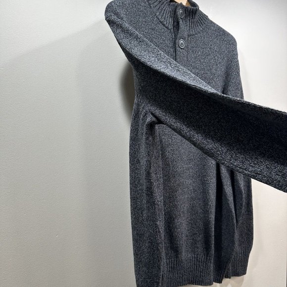NWT URBAN PIPELINE Mens Heathered Black Gray Mock Neck Sweater Button Zip XL - Picture 5 of 12